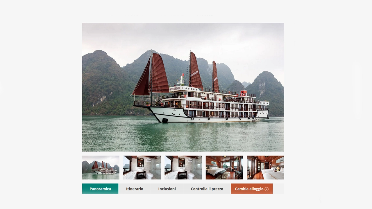 Clicca sulla scheda Cambia alloggio Crociere Baia di Lan Ha