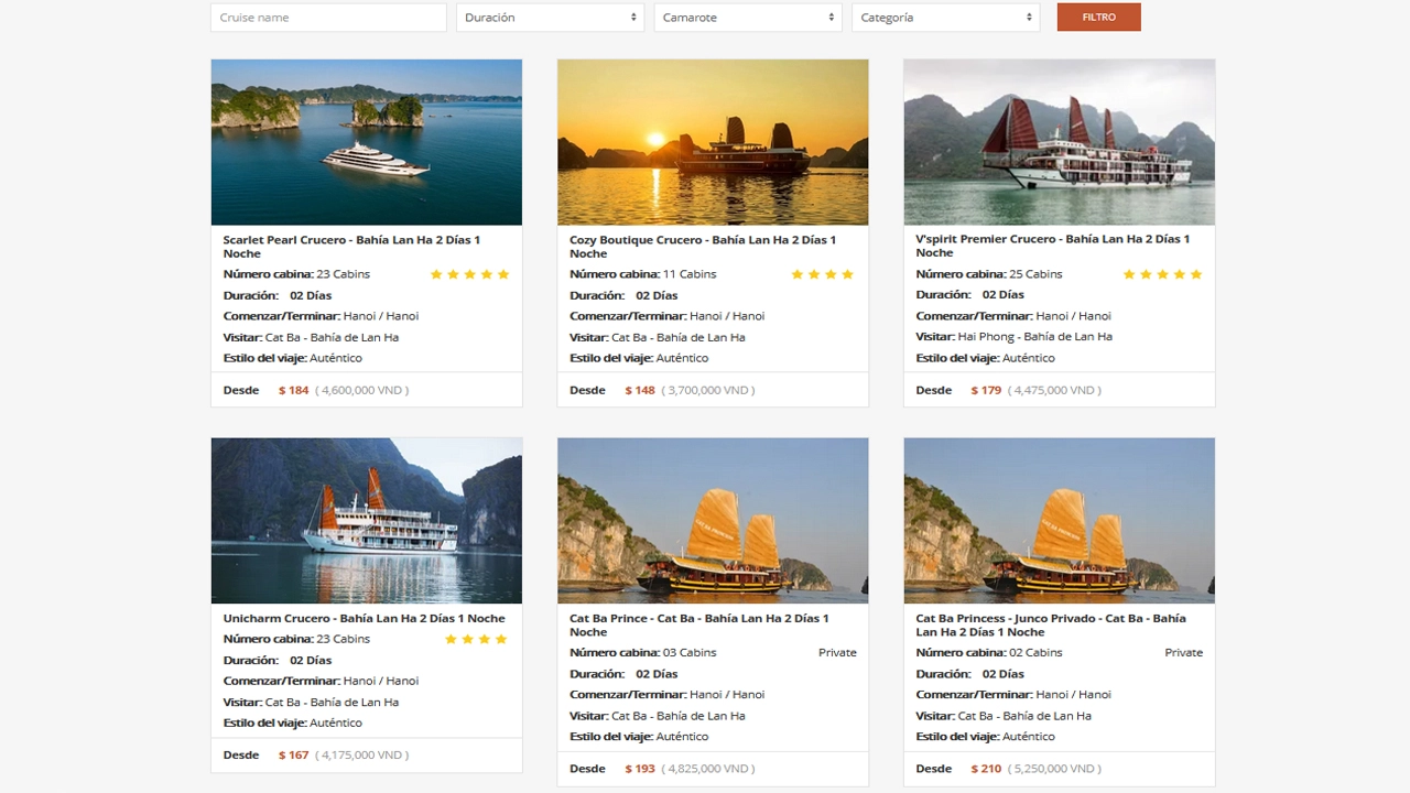 Encuentre un barco en la bahía de Lan Ha Vietnam