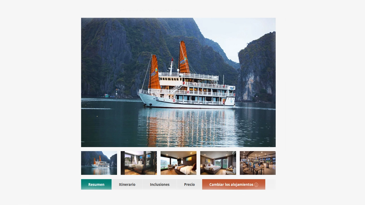 Haga clic en la pestaña Cambiar alojamiento Cruceros bahía Lan Ha