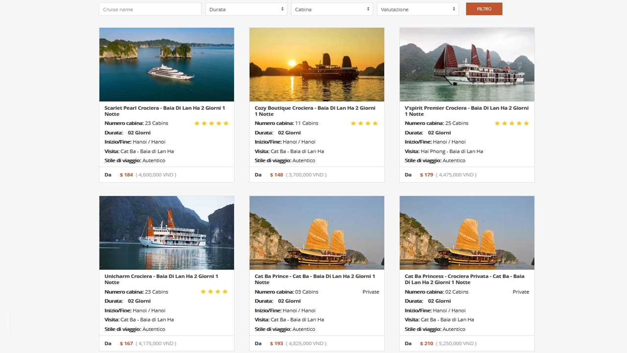 Trova una barca nella baia di Lan Ha Vietnam